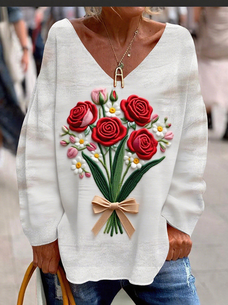 Γυναικείο Vintage Floral Εκτύπωση άνετο περιστασιακό κορυφαίο
