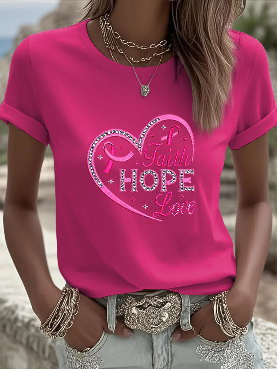 Γυναικείο Vintage καρδιά κορδέλα τέχνης Casual T-shirt