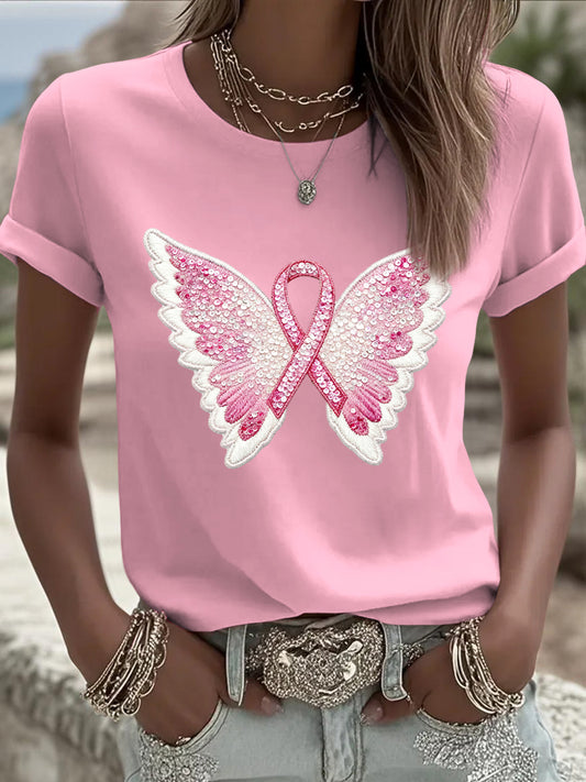 Γυναικείο καρκίνο του μαστού κορδέλα τέχνης Casual T-shirt