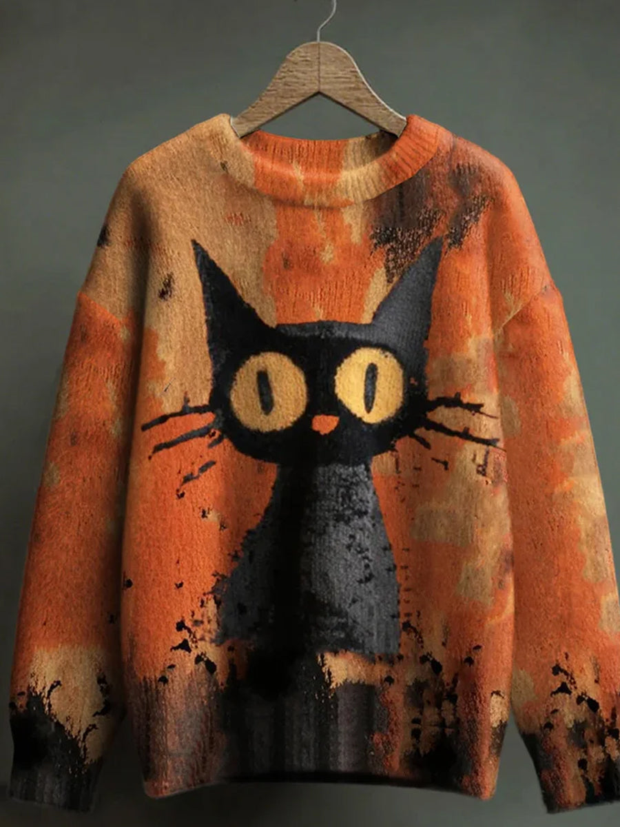 Γυναικείο Vintage ζώα εκτύπωση άνεση περιστατικό πουλόβερ άνετα