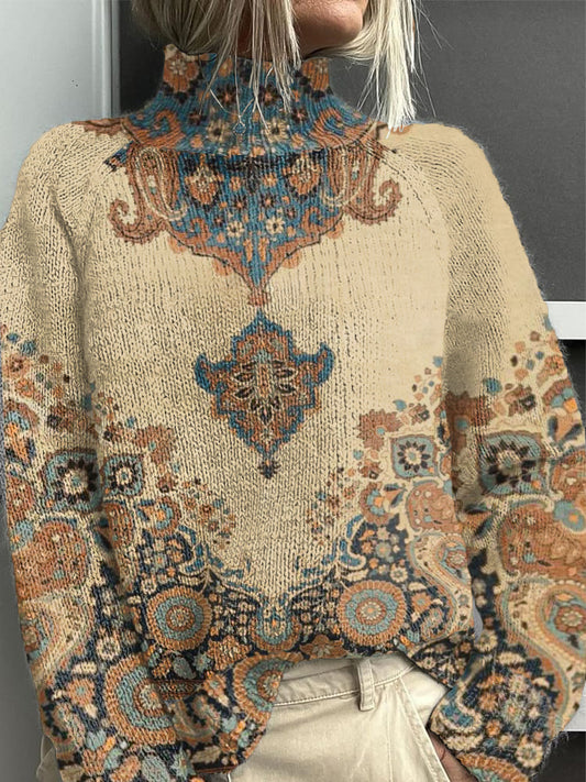 Γυναίκες Khaki μοτίβο παραδοσιακό ημισφαιρόκιο Jumper παραδοσιακό