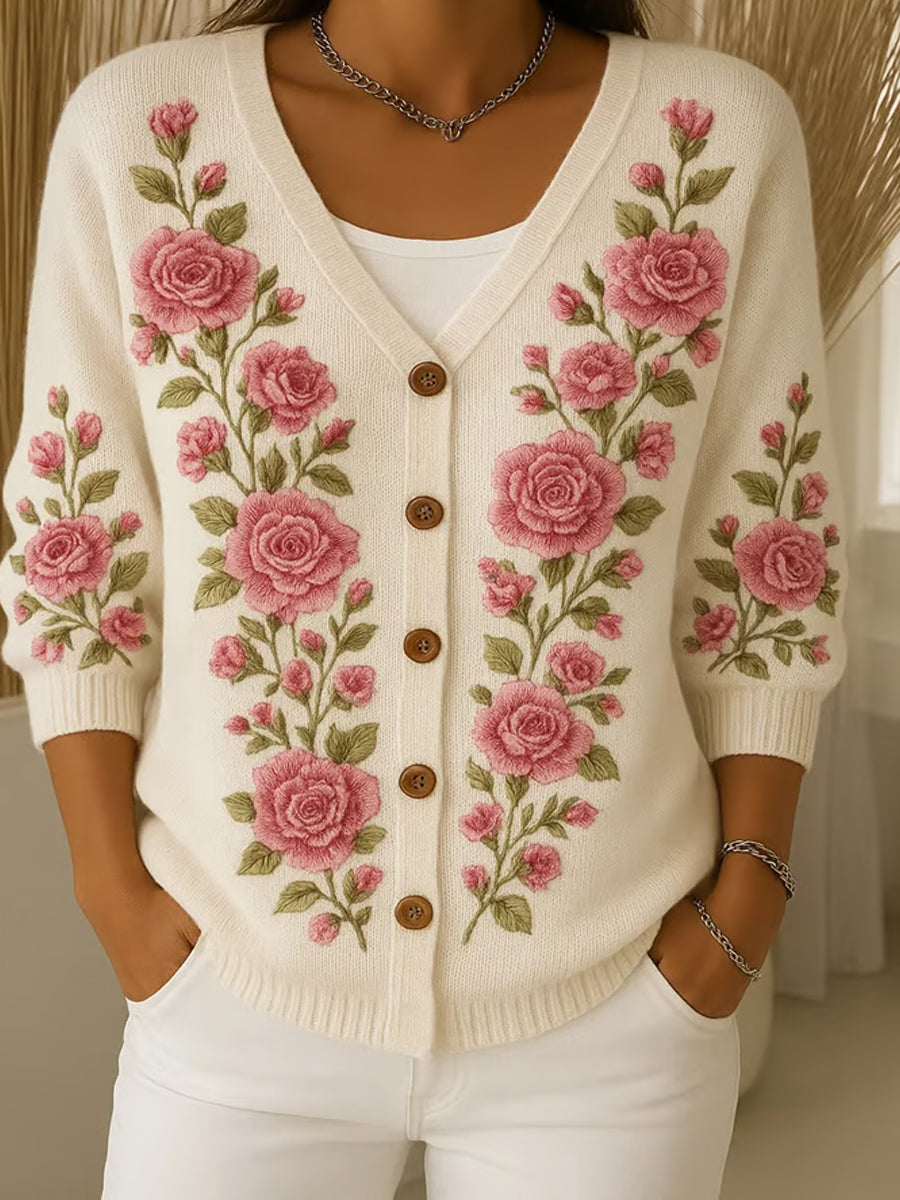 Γυναικείο Vintage Floral Εκτύπωση κουμπί κουμπί