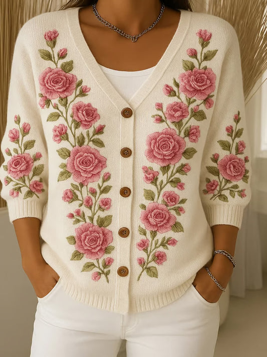 Γυναικείο Vintage Floral Εκτύπωση κουμπί κουμπί