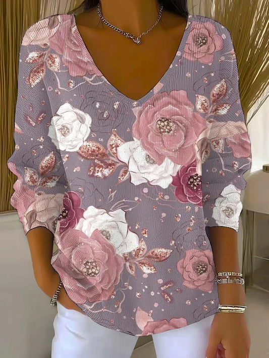 Γυναικείο Vintage Floral Τέχνη Εκτύπωση περιστασιακό κορυφαίο