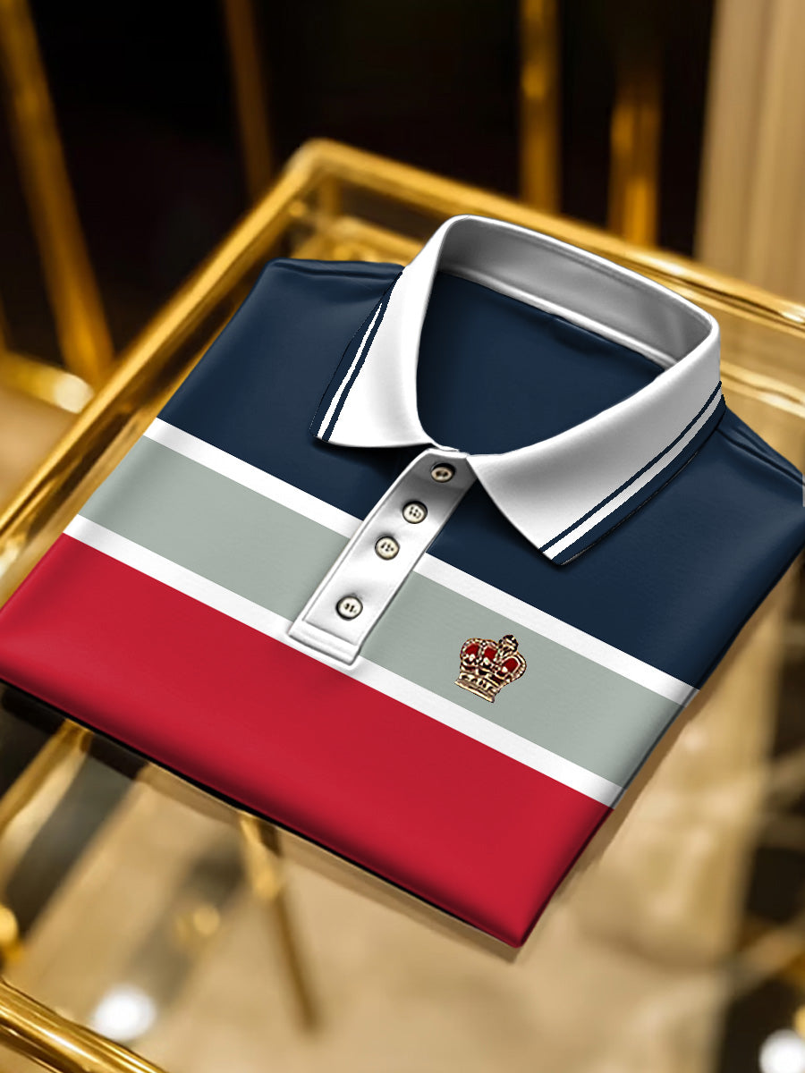 Ανδρικά ριγέ ριγέ κοντομάνικο πουκάμισο Πόλο