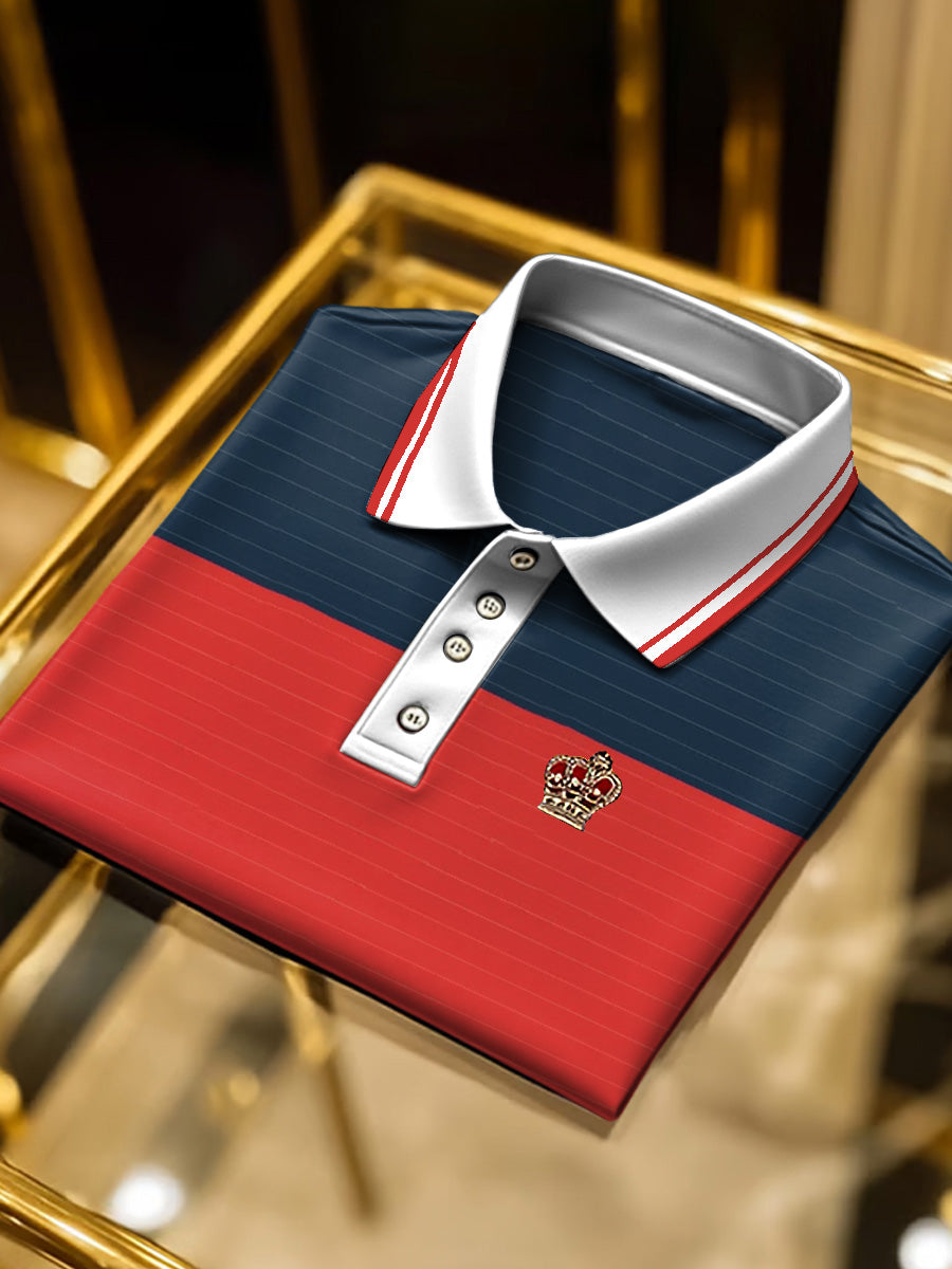 Ανδρικά κόκκινο και μπλε χρώμα-κλεισμένο Vintage Πόλο πουκάμιση