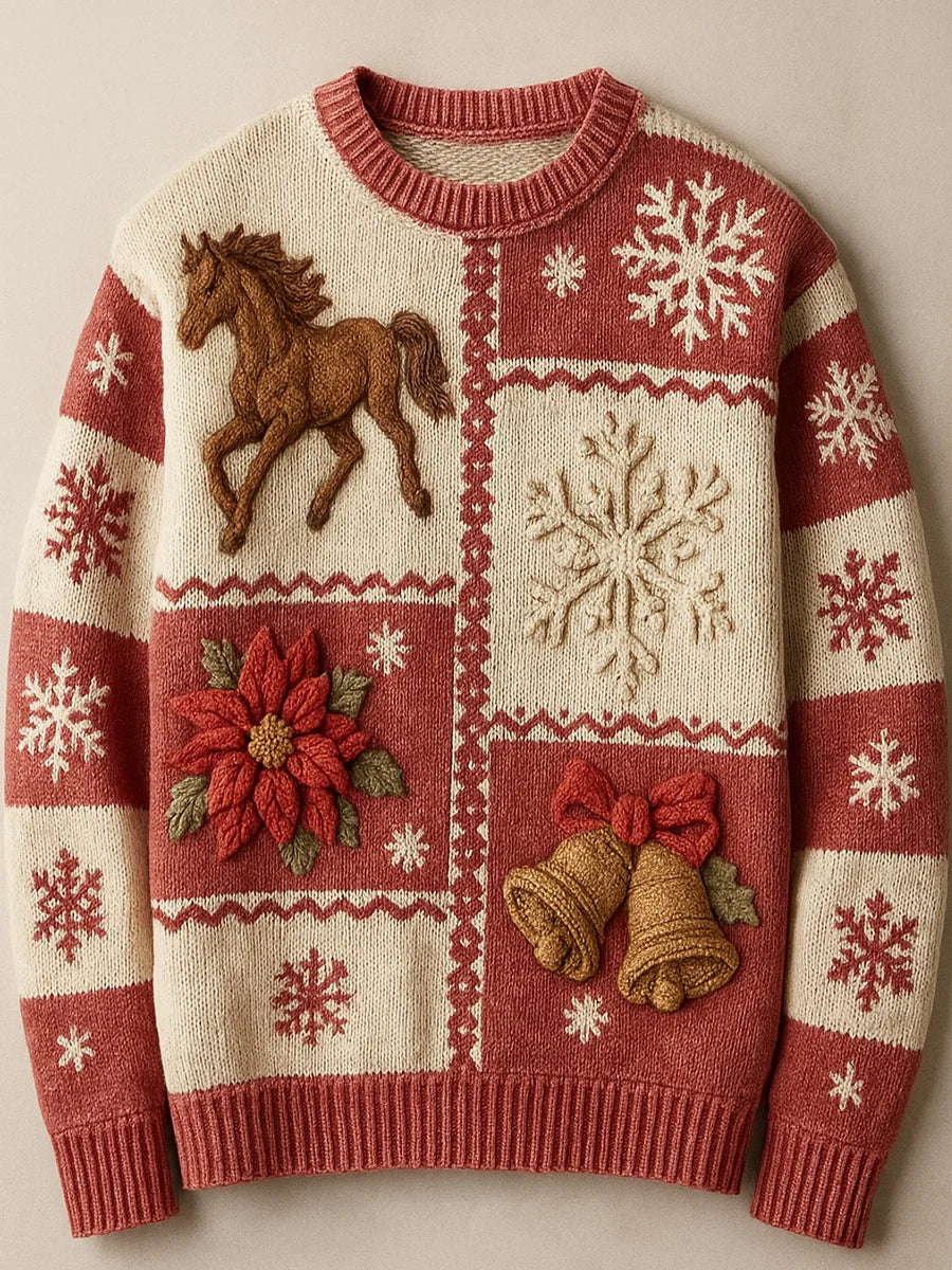 Γυναικείο Vintage Χριστούγεννα εκτύπωση άνετο περιστασιακό πουλόβερ.