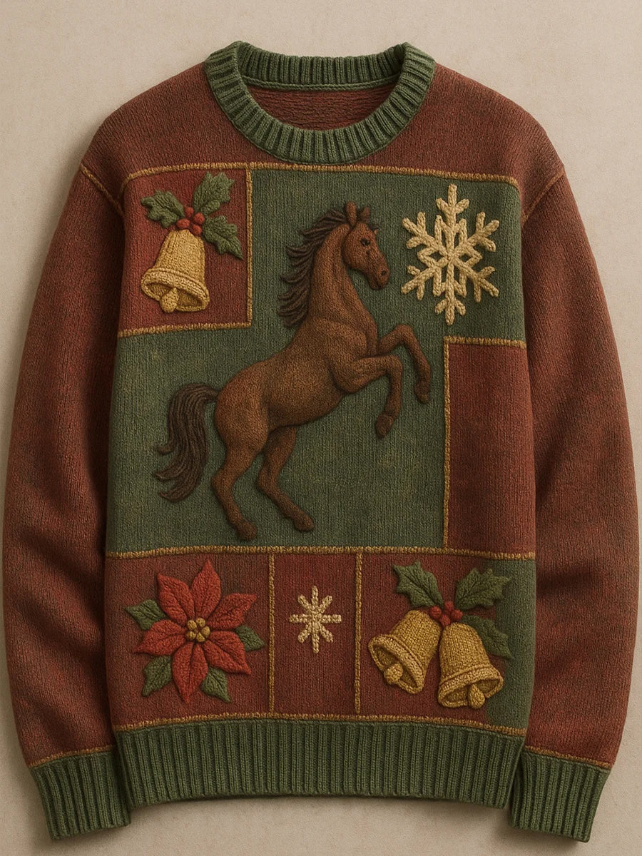 Γυναικείο Vintage Χριστούγεννα εκτύπωση άνετο περιστασιακό πουλόβερ.