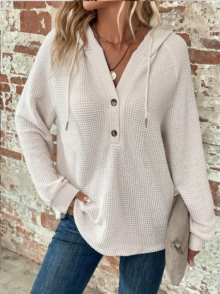 Γυναικείο-εμπνευσμένο περιστασιακό V-Neck κουκουλοφόρο