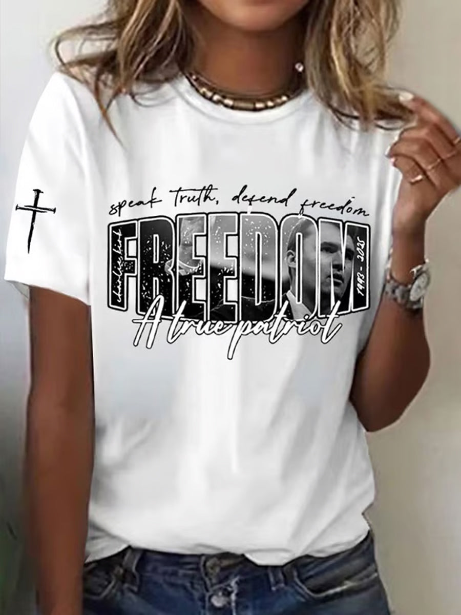 Γυναικεία Ελευθερία Αμερικανική Σημαία Αναμνηστικό T-shirt