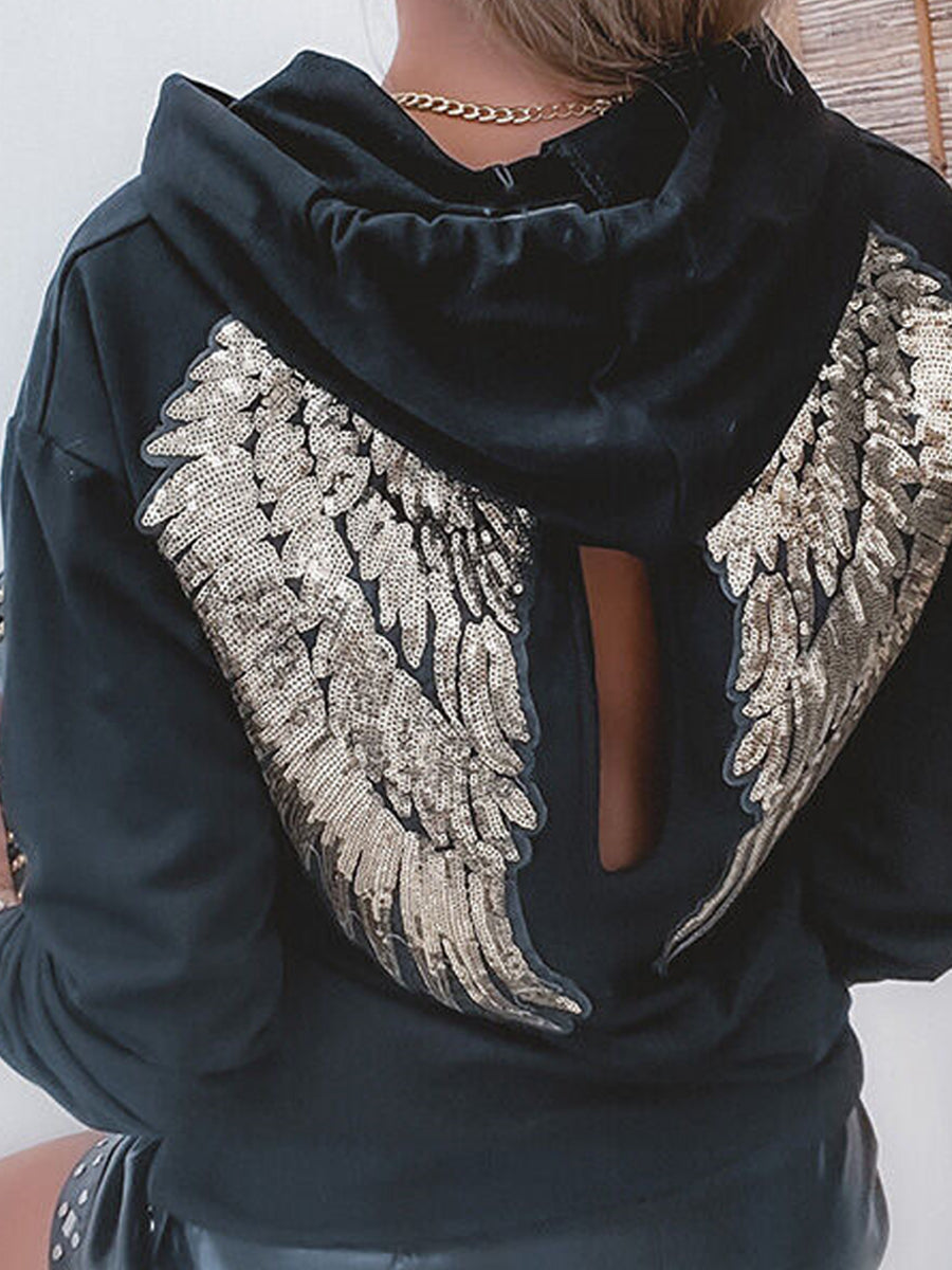 Γυναικεία ρετρο μαύρα φτερά πουλόβερ παγωτάς