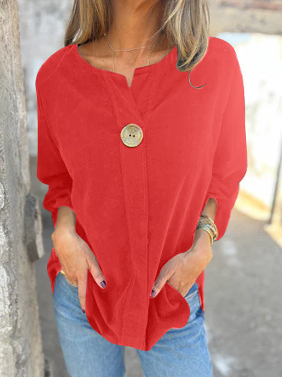 Γυναικείο Vintage κορδόνι V-λαιμό μακρυμάνικο πάνω μανίκι