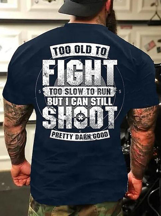 Ανδρικά Retro Γράμμα εκτύπωση Casual στρογγυλό λαιμό κοντά μανίκια