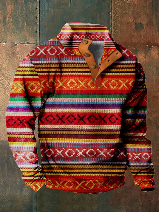 Ανδρικά Retro Casual μόδα τυπωμένα μακριά μανίκι κορυφαίο