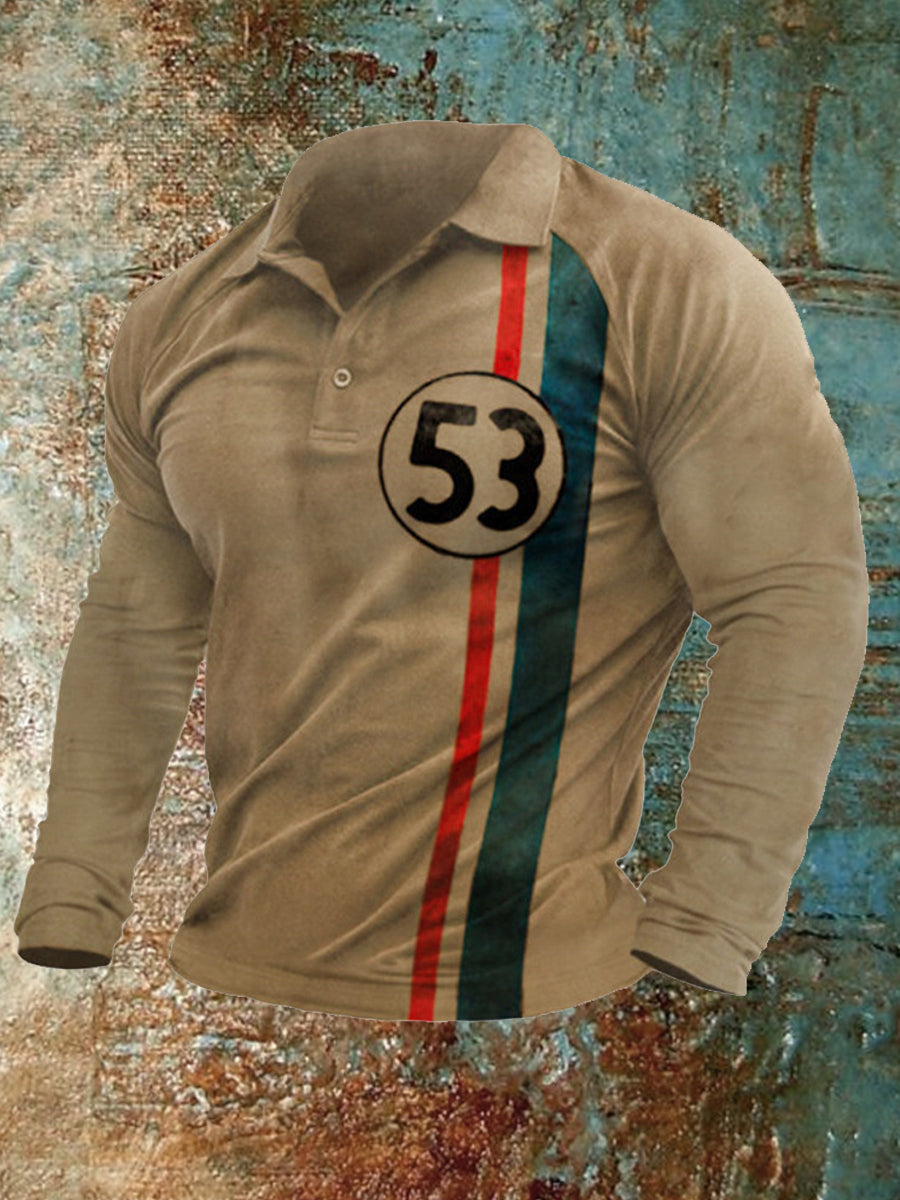 Ανδρικά ρετρο γράμμα εκτύπωση POLO πουκάμισο T-shirt κορυφαίο