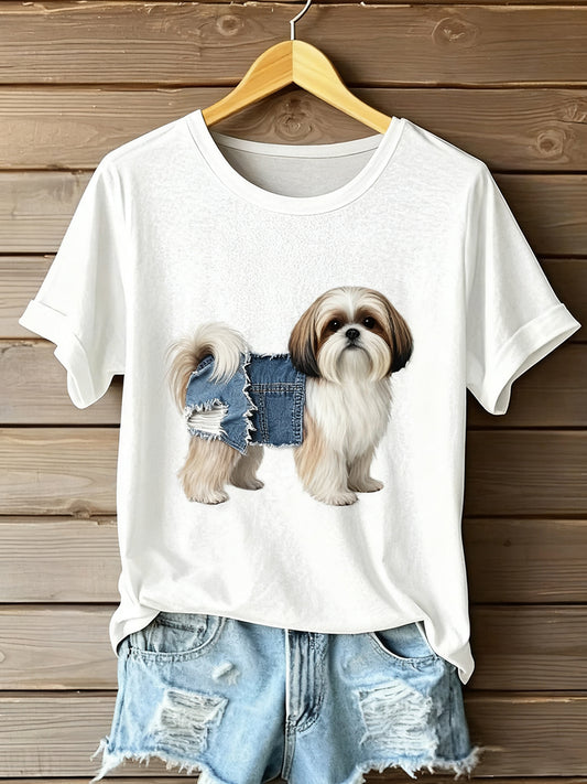 Γυναικείο Vintage Art ζώο εκτύπωση άνετο T-shirt