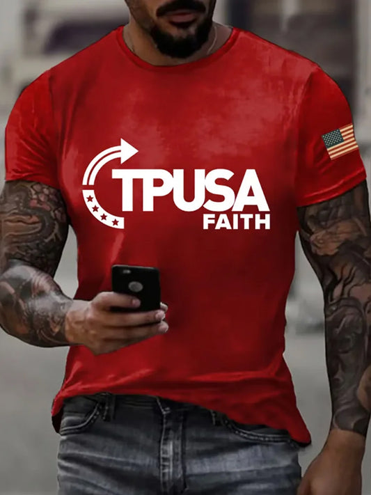 Ανδρική Εμφάνιση Charlie Kirk Αμερικανική σημαία Αναμνηστικό T-Shirt