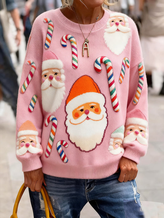 Γυναικείο Vintage Χριστούγεννα Τέχνη Εκτύπωση Άνετο πλεκτό πουλόβερ πουλόβερ