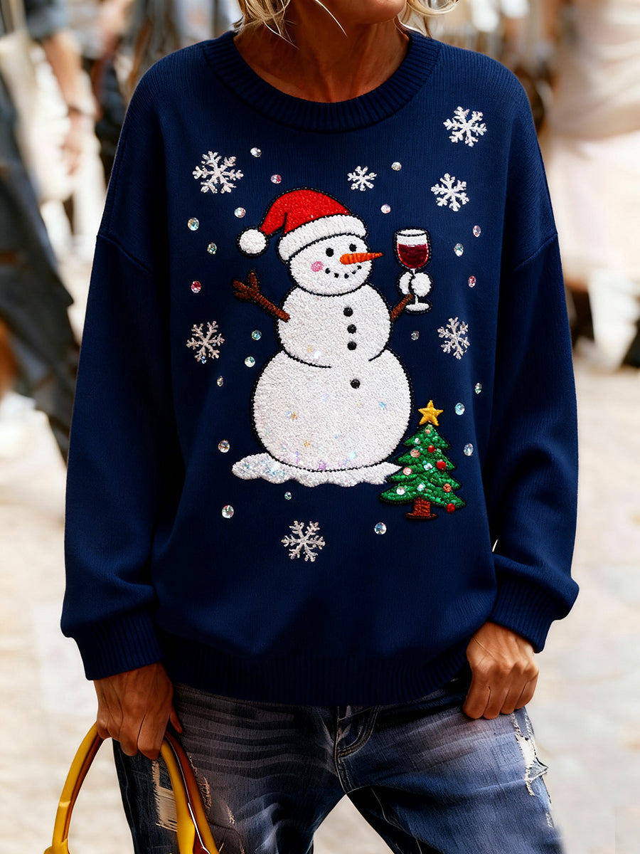 Γυναικείο Vintage Χριστούγεννα Τέχνη Εκτύπωση Άνετο πλεκτό πουλόβερ πουλόβερ