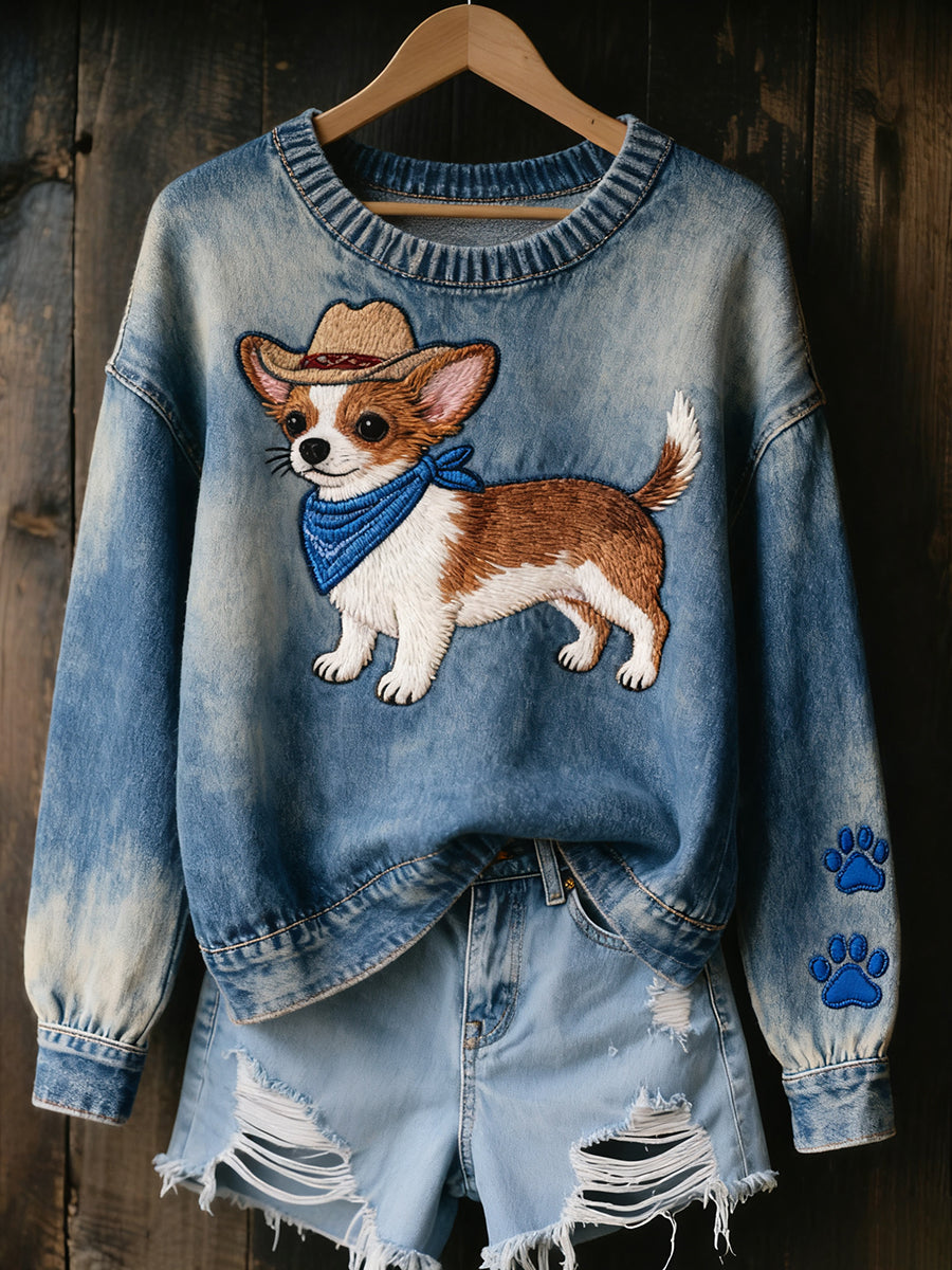 Γυναικείο Vintage Art ζώο Εκτύπωση Άνετο πλεκτό πουλόβερ πουλόβερ