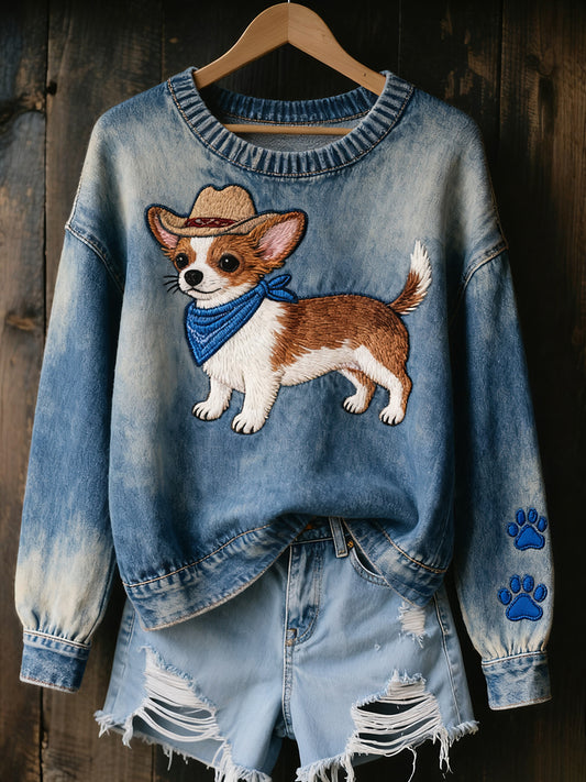 Γυναικείο Vintage Art ζώο Εκτύπωση Άνετο πλεκτό πουλόβερ πουλόβερ