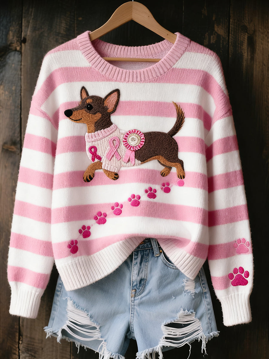 Γυναικείο Vintage Art ζώο Εκτύπωση Άνετο πλεκτό πουλόβερ πουλόβερ