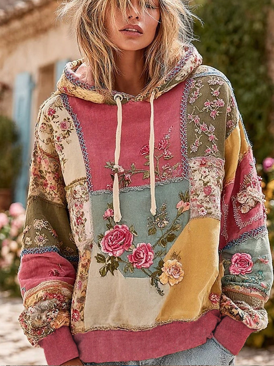 Γυναικείο Vintage Floral Εκτύπωση άνεση κουκουλοφόρο