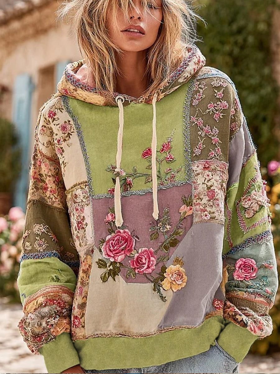 Γυναικείο Vintage Floral Εκτύπωση άνεση κουκουλοφόρο