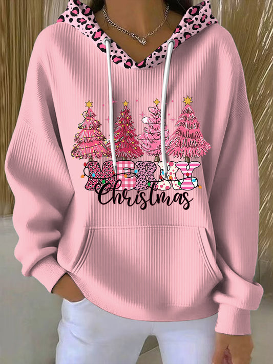 Γυναικείο Χριστουγεννιάτικο Δέντρο Λεοπάρδαλη Εκτύπωση Καθαρή κουκουλοφόρο