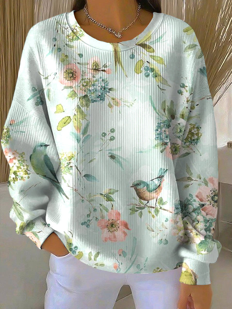 Γυναικείο γυναικείο πτηνό και ανθρωπίνη περιστασιακό πούλλοβερ.