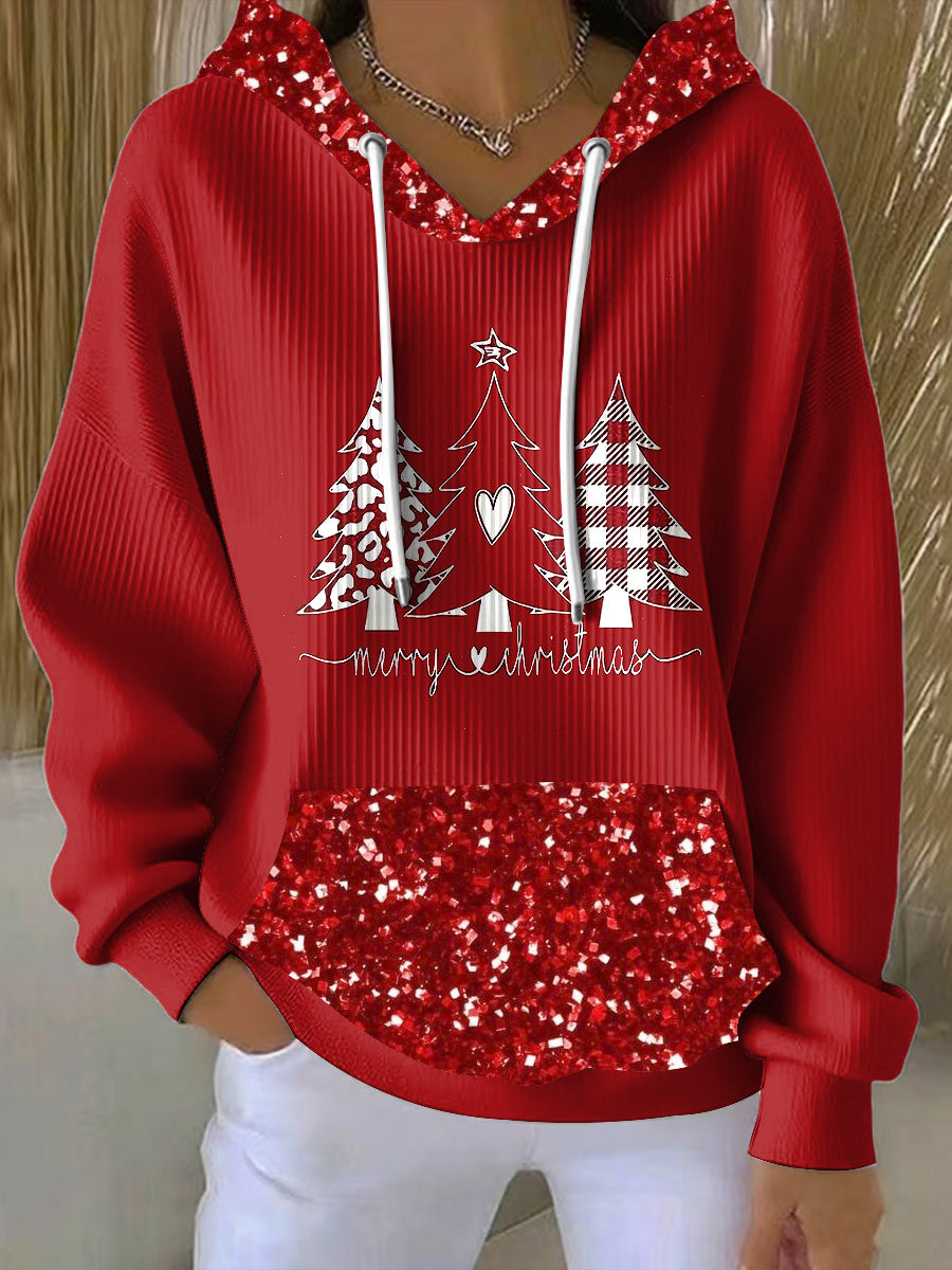 Γυναικείο Χριστουγεννιάτικο Δέντρο Ζωγραφική Καθαρή κουκούλα.