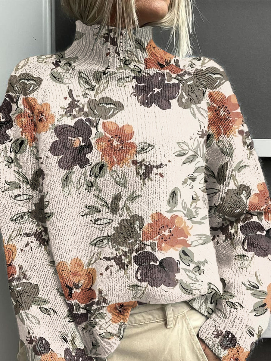 Γυναικείο Vintage Αφηρημένη Ανθοπωλείο Τέχνης ζιβάκι πουλόβερ Τέχνης