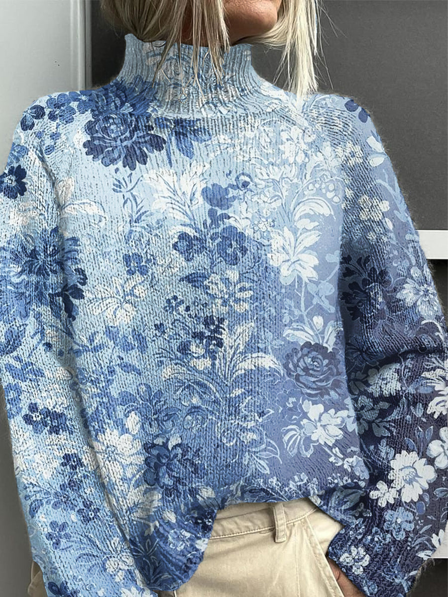 Γυναικείο Vintage διαβάθμιση ανθοπωλείο τέχνης υψηλής λαιμού