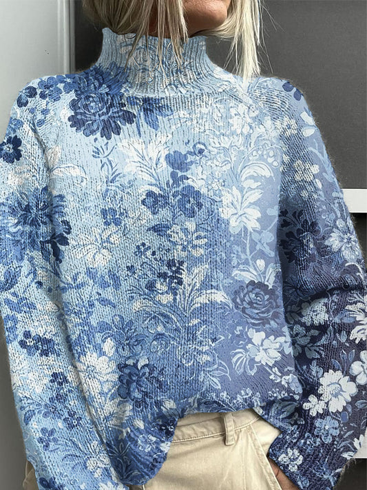 Γυναικείο Vintage διαβάθμιση ανθοπωλείο τέχνης υψηλής λαιμού