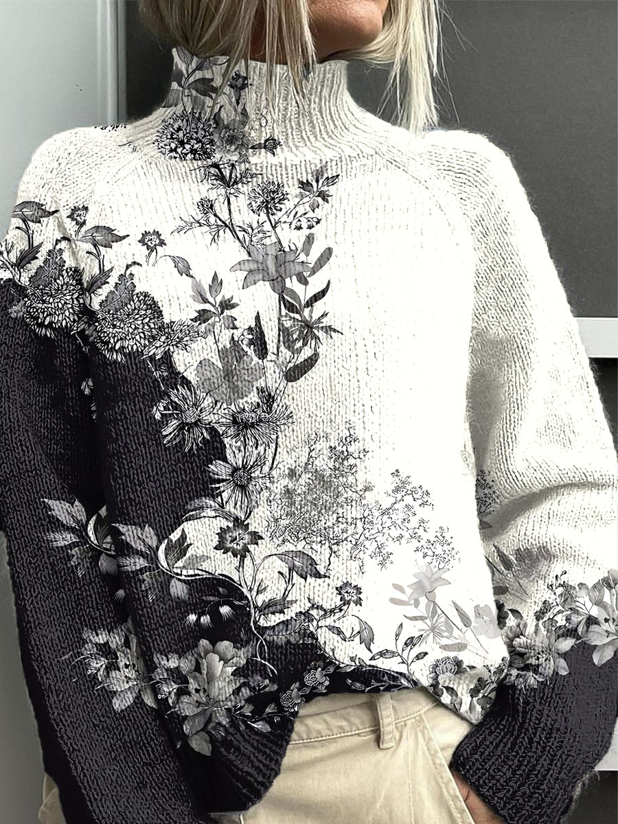 Γυναικείο Vintage Floral Patchwork Καλλιτεχνική ζιβάκι πουλόβερ ζιβάκι