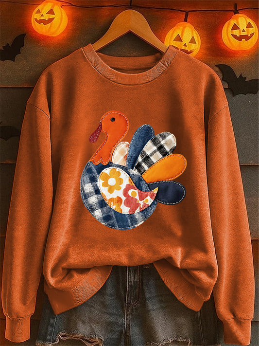 Ημέρα Ευχαριστιών της Τουρκίας Patchwork Casual Crewneck Sweatshirt