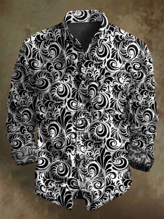 Vintage Floral Εκτύπωση Casual μακριά μανίκι πουκάμισα