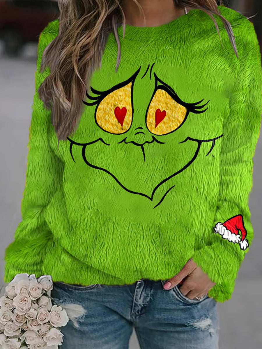 Γυναικεία Retro Χριστουγεννιάτικη τέχνη Εκτύπωση Καθαρό Φούτεργο