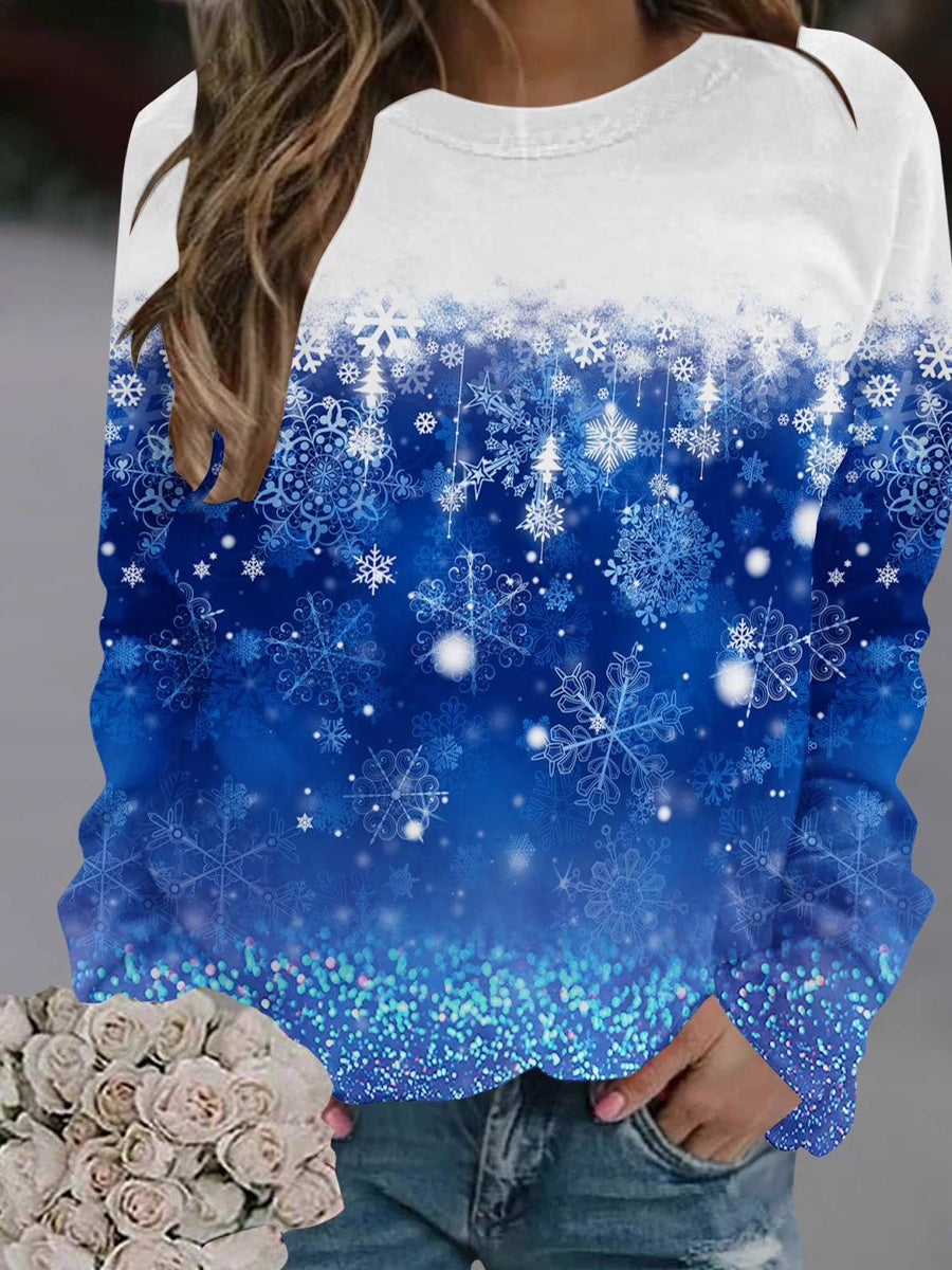 Γυναικεία Retro Χριστουγεννιάτικη τέχνη Εκτύπωση Καθαρό Φούτεργο