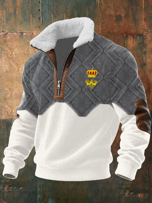 Ανδρών Retro Επιχειρηματικό Πυκνωμένο Φούτερ.