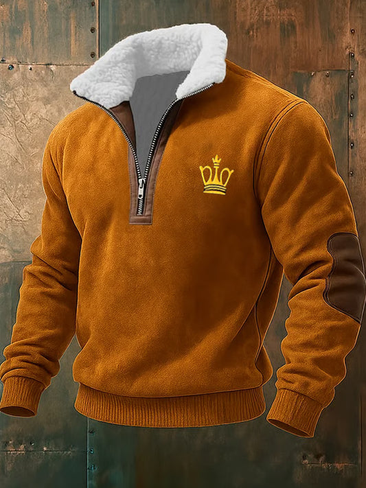 Ανδρών Retro Επιχειρηματικό Πυκνωμένο Φούτερ.