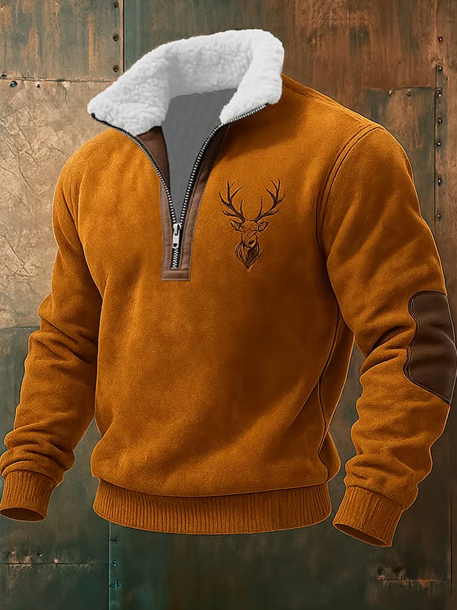 Ανδρικά Retro Δυτική Τέχνη Εκτύπωση Casual φερμουάρ γούνας κολάρο
