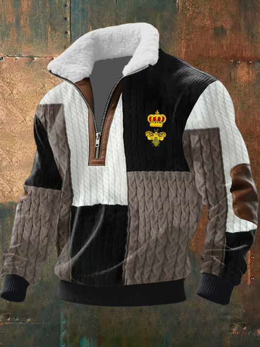 Ανδρών Retro Επιχειρηματικό Πυκνωμένο Φούτερ.