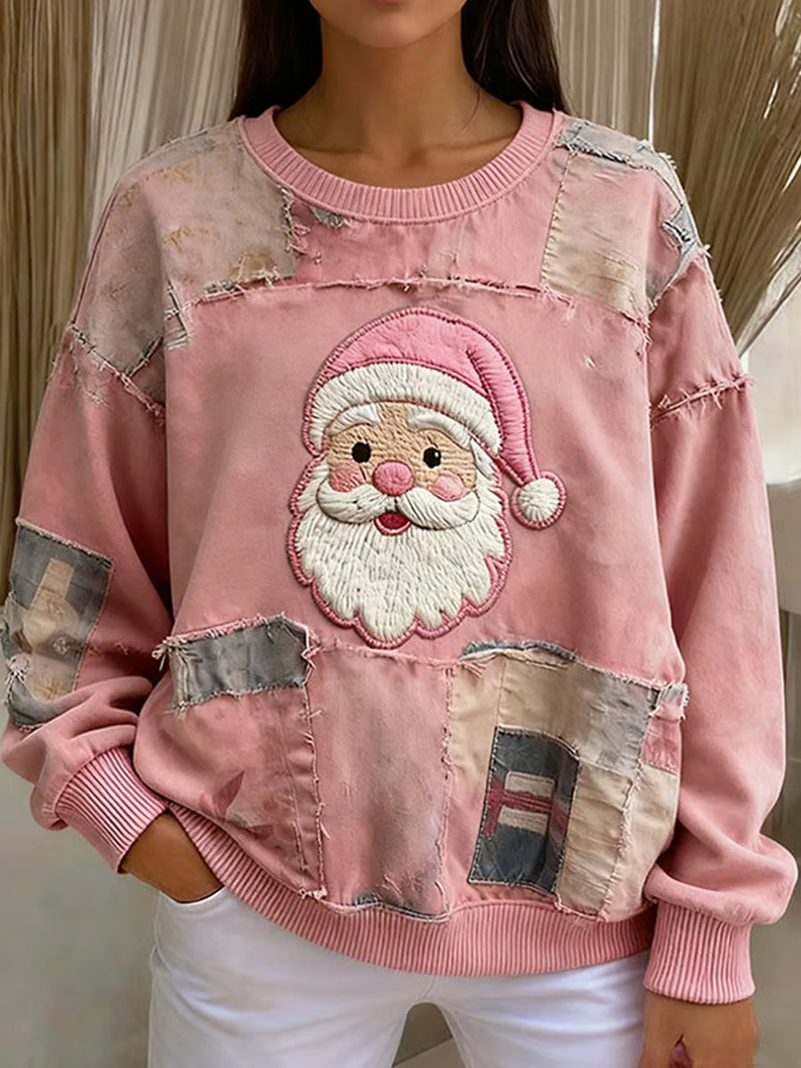 Γυναικεία Retro Χριστουγεννιάτικη τέχνη Εκτύπωση Καθαρό Φούτεργο