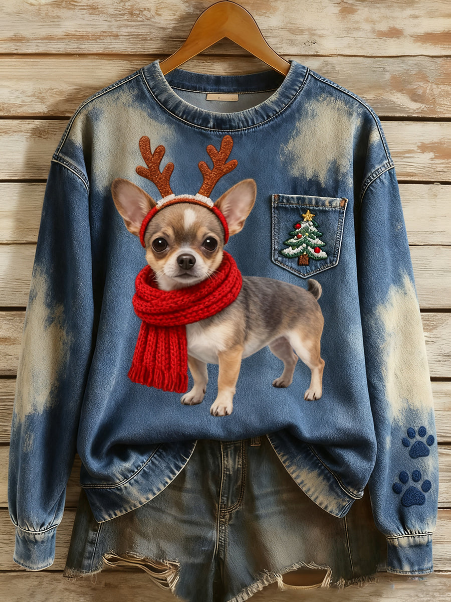 Γυναικείο Vintage Art ζώο Εκτύπωση Άνετο πλεκτό πουλόβερ πουλόβερ