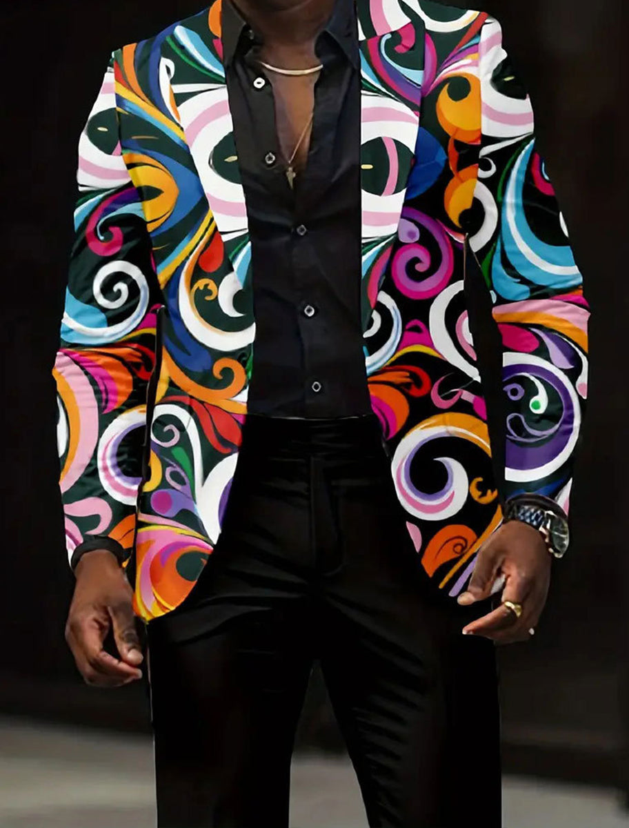 Ανδρικά Retro Τέχνη Εκτύπωση Casual Blazer εκτύπωσης