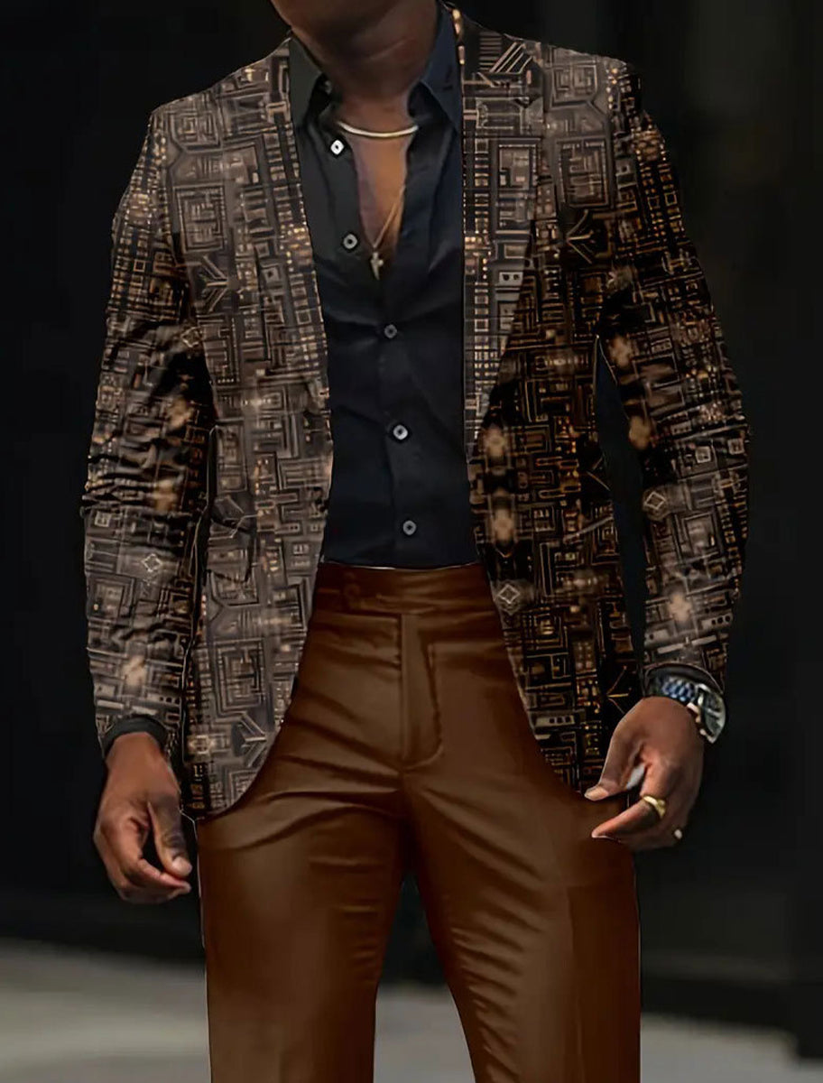 Ανδρικά Retro Τέχνη Εκτύπωση Casual Blazer εκτύπωσης