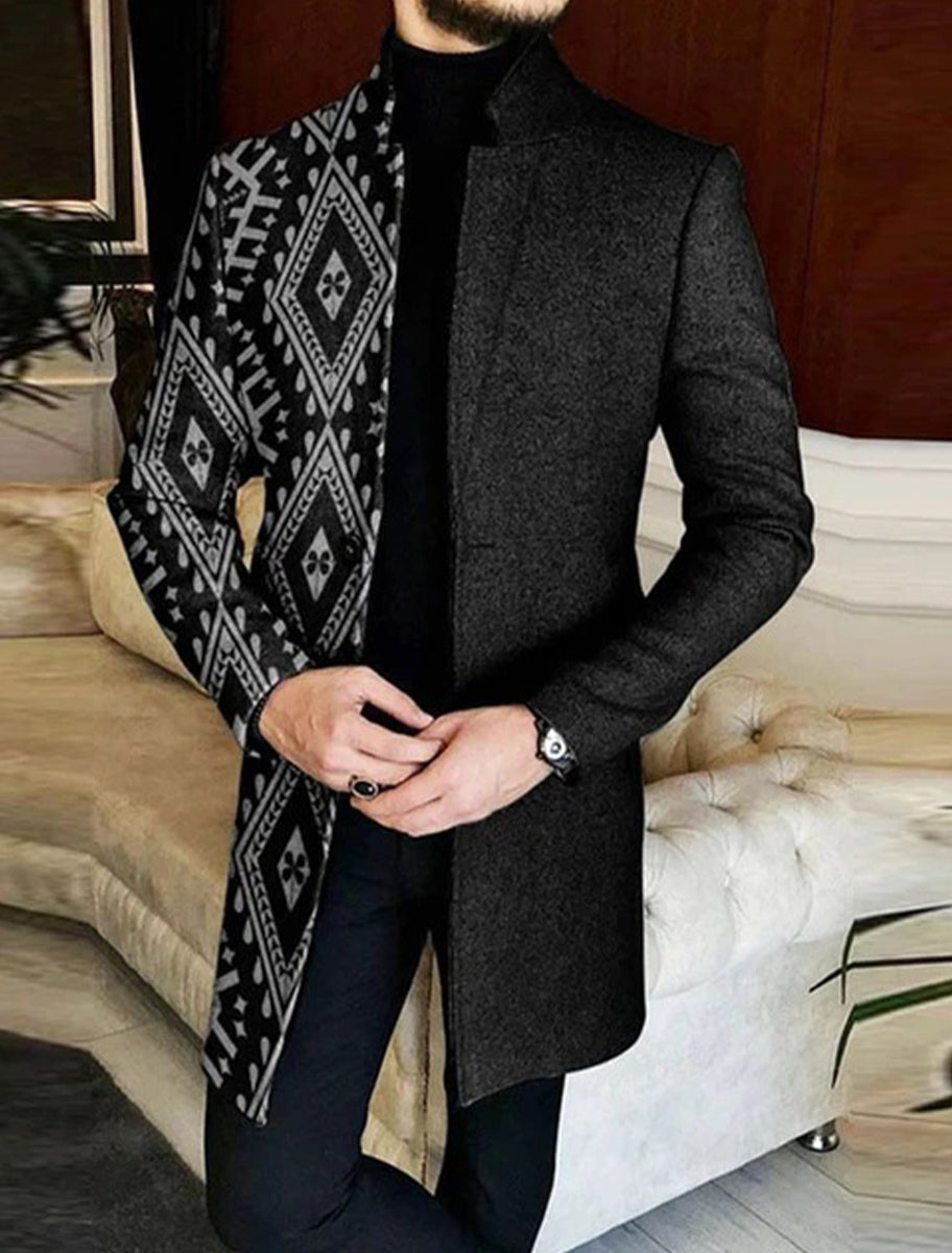 Ανδρική τέχνη εκτύπωση περιστασιακό μαλλί παλτό