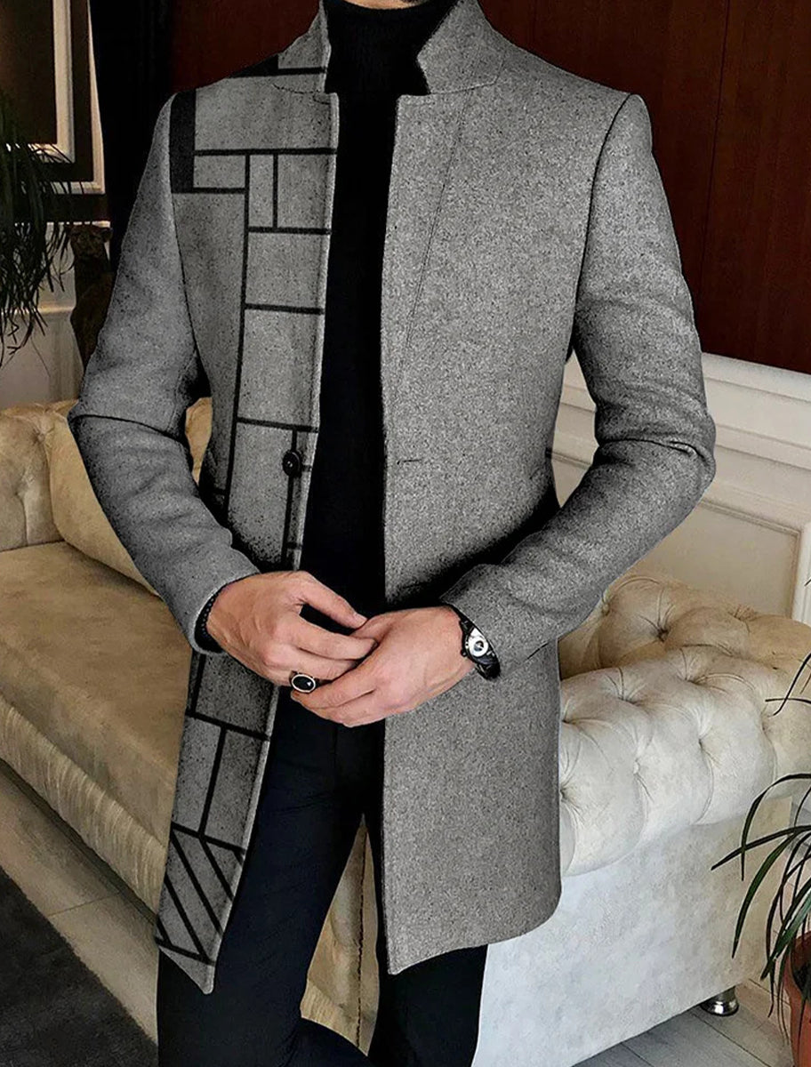 Ανδρική τέχνη εκτύπωση περιστασιακό μαλλί παλτό