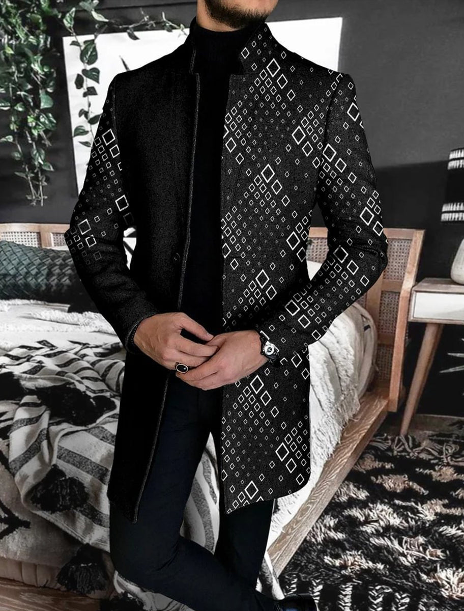 Ανδρική τέχνη εκτύπωση περιστασιακό μαλλί παλτό